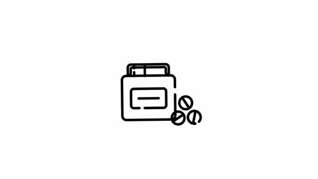 Medicine bottle icon outline style for health and prescription animation