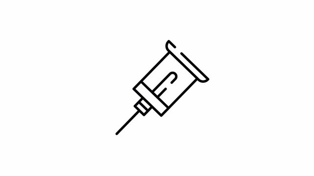 Syringe and vial icon in line art for injection and immunization animation