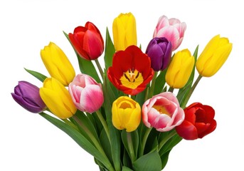 Naklejka premium Colorful tulip flower bouquet isolated on white background