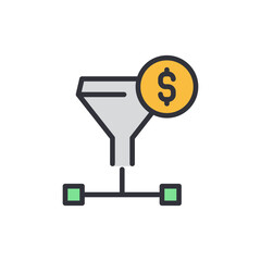 Money filter colored icons, minimalist vector illustration ,simple transparent graphic element .Isolated on white background