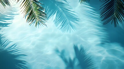 Fototapeta premium Serene Water Surface with Palm Shadows and Tropical Vibes