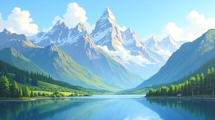 Fototapeta premium Grandeur of the Land: A Mountainous Euphony