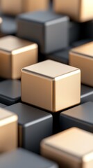Abstract Gold And Gray Metallic Cubes Texture