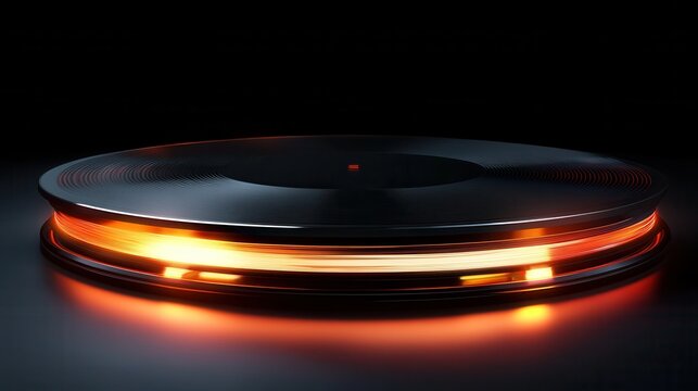 High speed glowing lines background emitted by technology circular turntable, digital abstract creative concept illustration