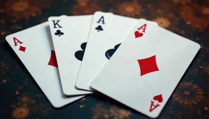 Obraz premium Four aces fanned out, showcasing their details , fan, texture