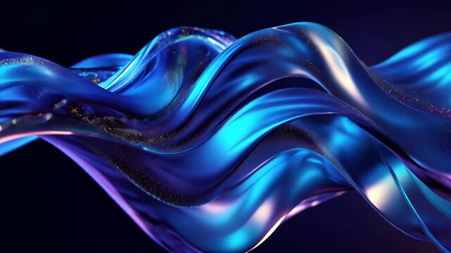 Dynamic blue waveforms undulate in mesmerizing motion