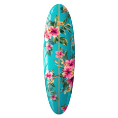 Floral surfboard art isolated on transparent png background