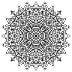 Black and white beautiful mandala design. Beautiful mandala design for coloring book, lace, swirl, henna, tattoo, logo, frame, card, pattern, background and  wallpaper. 