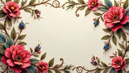 Fototapeta premium Intricate woven floral damask, elegant swirls and leaves , damask, antique