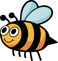 Obraz premium Vector Bee Logo with Big Eyes and Blue Wings