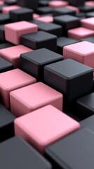 Obraz premium Abstract Pink and Black Geometric Pattern 3D Render