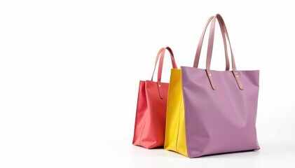 Stylish tote bag, isolated on pure white background , craft, shoulder bag