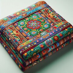A brightly colored embroidered Chapan robe