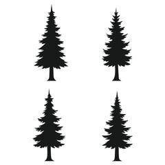 Christmas Pine Tree Silhouette Set – Vector Evergreen Trees for Holiday and Winter Design