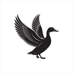 Duck Silhouette Clipart, Black Duck Outline on White Background