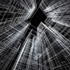 Angular neon outlines construct an intricate