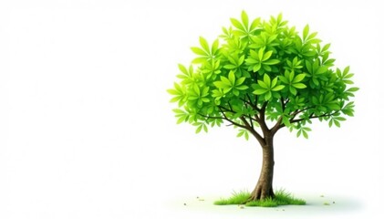 Obraz premium Delicate young tree, vibrant green leaves, isolated , seedling, clean, plant