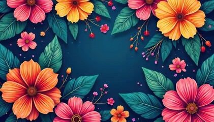 Bold, vibrant floral pattern for eye-catching flyers , design element, floral, flowers