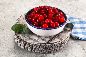 Red sweet ripe juicy cranberry