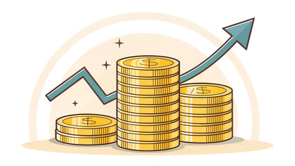 Golden Coin Stacks Representing Financial Growth and Prosperity