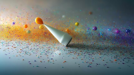 A colorful 3D illustration shows a fish in the water as a vector art water drop creates a splash design