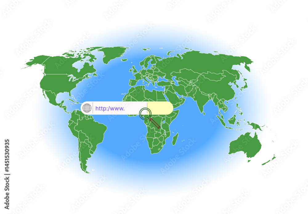 Wall mural world map. search bar for the user interface and web site. search address and navigation bar icon. s
