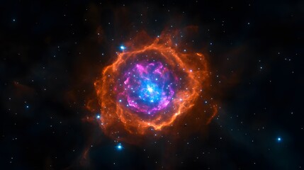 Fototapeta premium Cosmic Rose Nebula Vibrant Orange and Purple Hues in Deep Space A Stunning Celestial Image