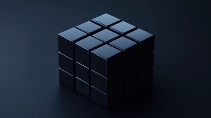 Monochrome Mystery: An Isometric Cube Illustration with Geometric Shadows