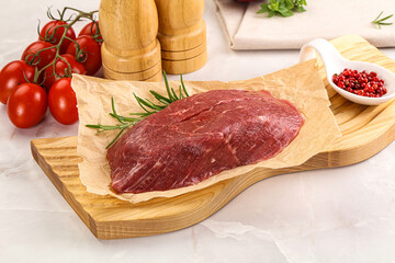 Raw beef meat uncocked steak