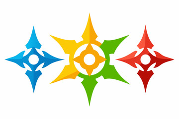 set of Shuriken silhouette vector illustration