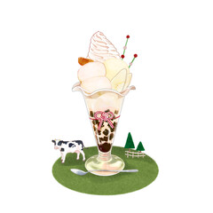 ミルクパフェ　牛　丑年　デザート　アイス