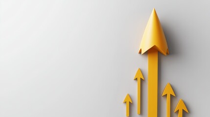 Directional thrust: Symbolizing growth with golden arrows on a clean backdrop