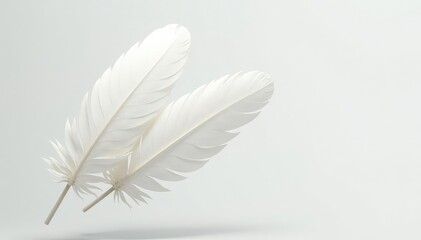 Obraz premium Close-up of pristine white feathers against a pure white backdrop, purity, macro, minimal