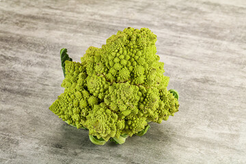 Green raw fresh ripe Romanesco cabbage