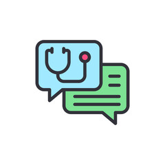 Health chat colored icons, minimalist vector illustration ,simple transparent graphic element .Isolated on white background