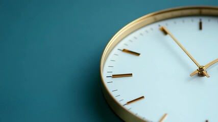 Elegant minimalistic wall clock design in gold and white accents, showcasing modern timepiece style and precise craftsmanship with subdued background color - Powered by Adobe