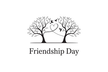 Friendship Day Design with Trees and Birds