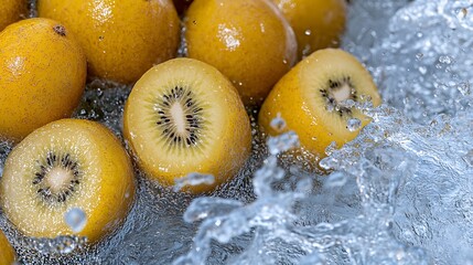 Fresh yellow kiwi fruit washing