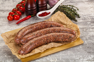 Raw beef and lamb sausages