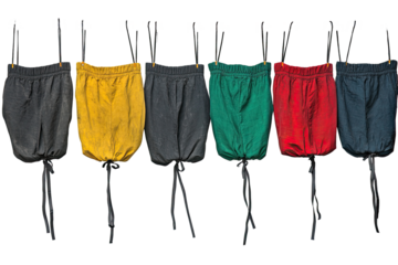 Colorful drawstring shorts hanging