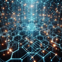 Fototapeta premium lattice of glowing lines and hexagonal