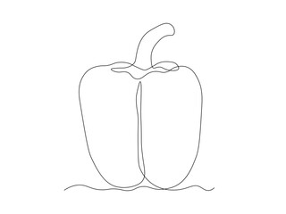 Abstract Bell Pepper, Bulgarian pepper, paprika. continuous single one line art hand drawing sketch logo