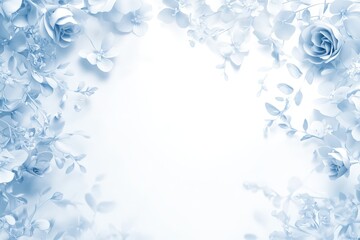 Naklejka premium Light blue floral frame design on a bright background.