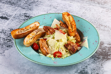 Caesar salad with roasted chicken