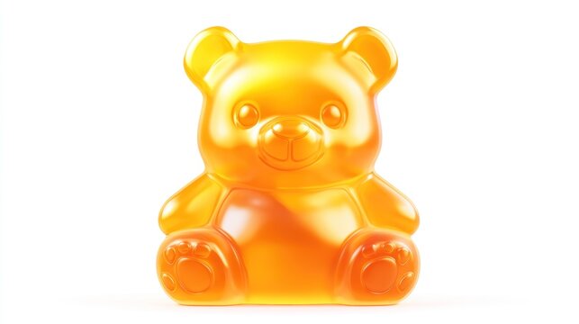 Adorable, translucent, golden yellow gummy bear candy