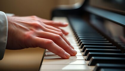 Fototapeta premium close up of a person's hand on a piano