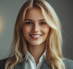Fototapeta premium A woman with a radiant smile holds a light bulb, sparking the sense of a breakthrough, a signal of readiness, transformation, and a fresh take on the world around her.