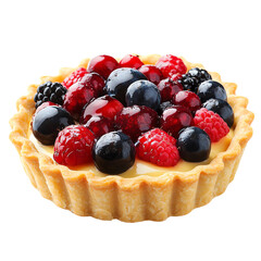 Berry tart dessert, white isolate background