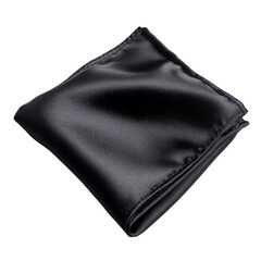 Black satin pocket square, white isolate background