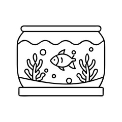 fish tank decoration icon, fish tank decoration line art - simple line art of fish tank decoration, perfect for fish tank decoration logos and icons